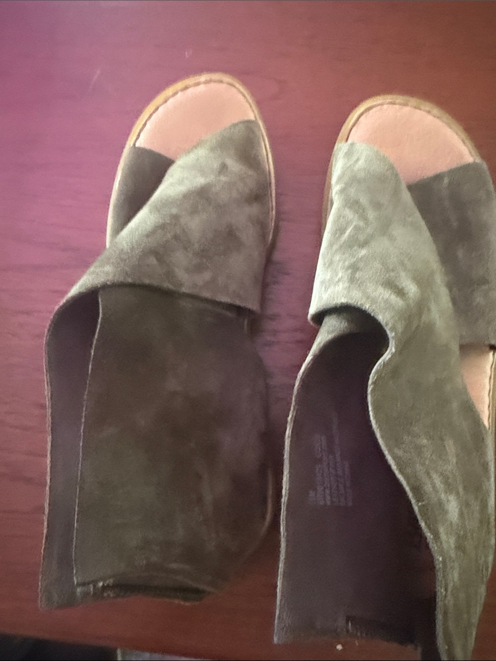 Born Olive Suede Crossover Open-Toe Sandals with Back Zip - Picture 8 of 9